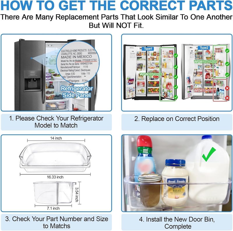 Alvar UPGRADED WPW10710203 Refrigerator Door Bin Compatible With Whirlpool Kenmore Refrigerator Door Shelf W10710203 W10451871 Whirlpool Shelf Replacement WRS571CIHZ01 WRS588FIHZ00 WRS571CIHZ04 WRS571CIDM01 - Image 5